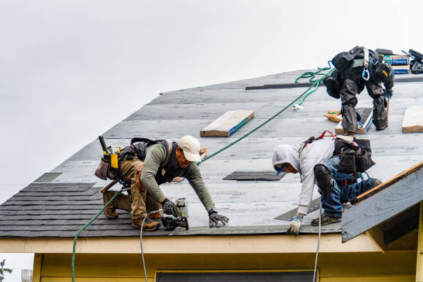 Professional Gutter Installation technician working in Canyon Dam, CA